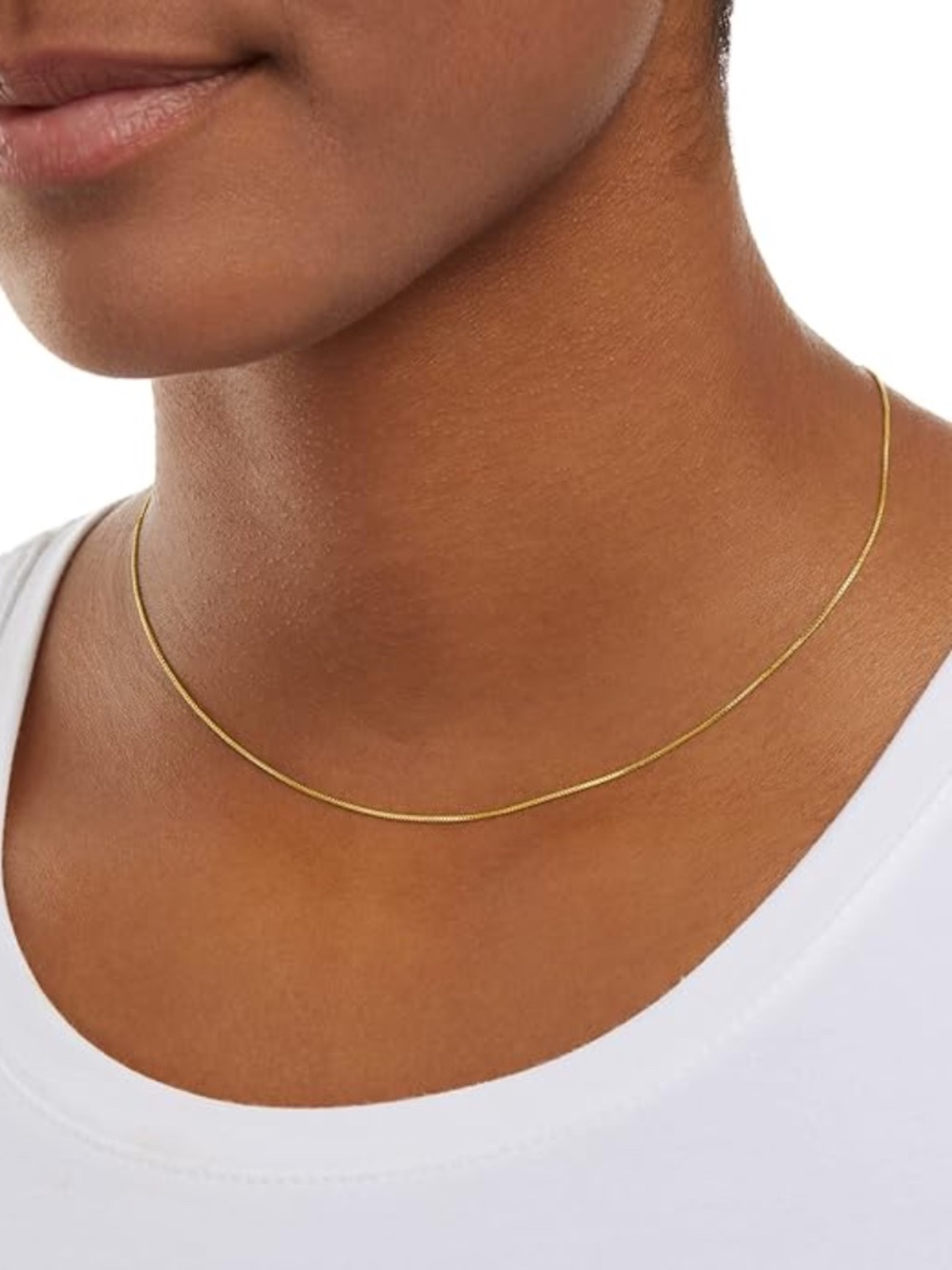 Sterling Yellow Gold Thin 0.8mm Box Chain Necklace
